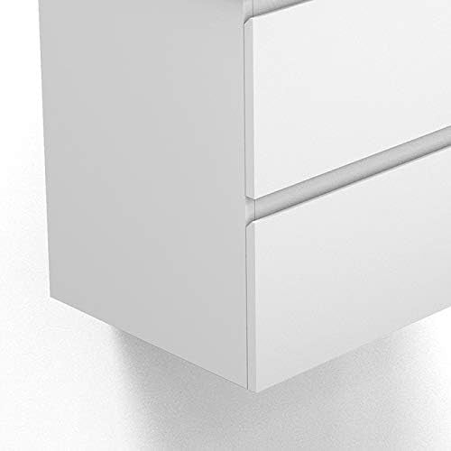 500mm White Wall Hung Bathroom Vanity Unit with Basin Sink 2 Drawer Storage