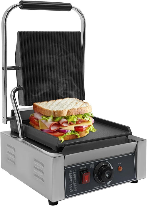 Commercial Panini Press Grill 1800W Adjustable Temp Non-Stick Sandwich