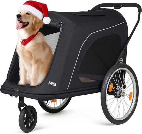 Heavy Duty Dog Stroller Trailer Foldable 3 Wheel Pushchair for Large Dogs