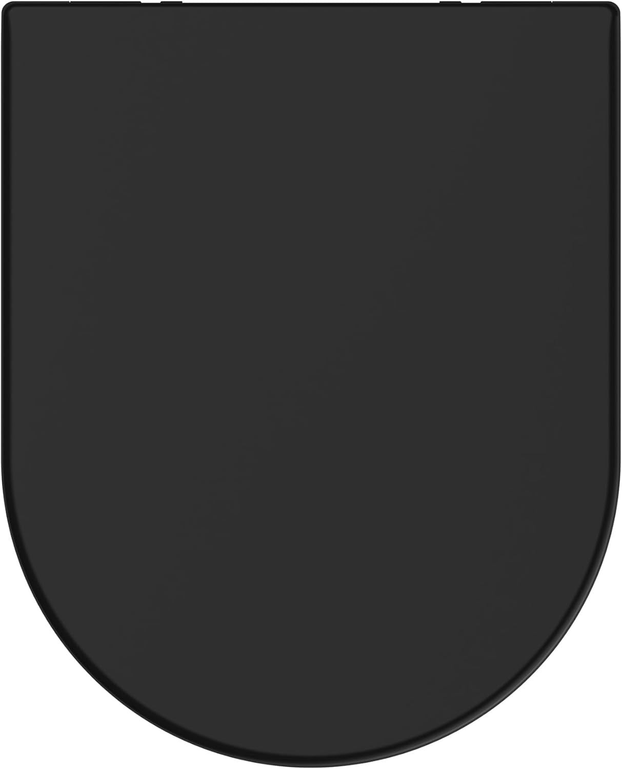 Black Duroplast Toilet Seat Soft Close D Shape Quick Release Easy Clean 45x37cm