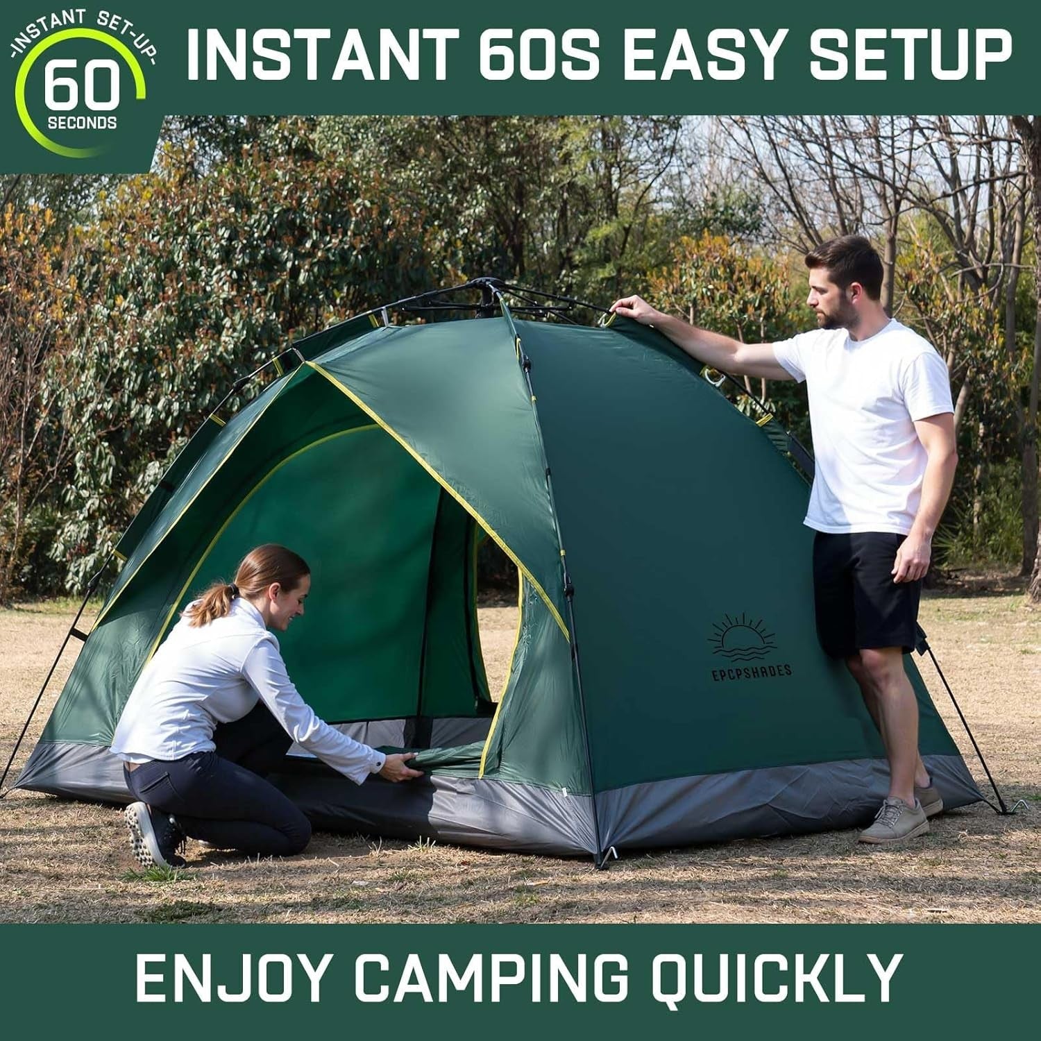 2 Man Pop Up Camping Tent Waterproof Instant Double Layer w/ Bag
