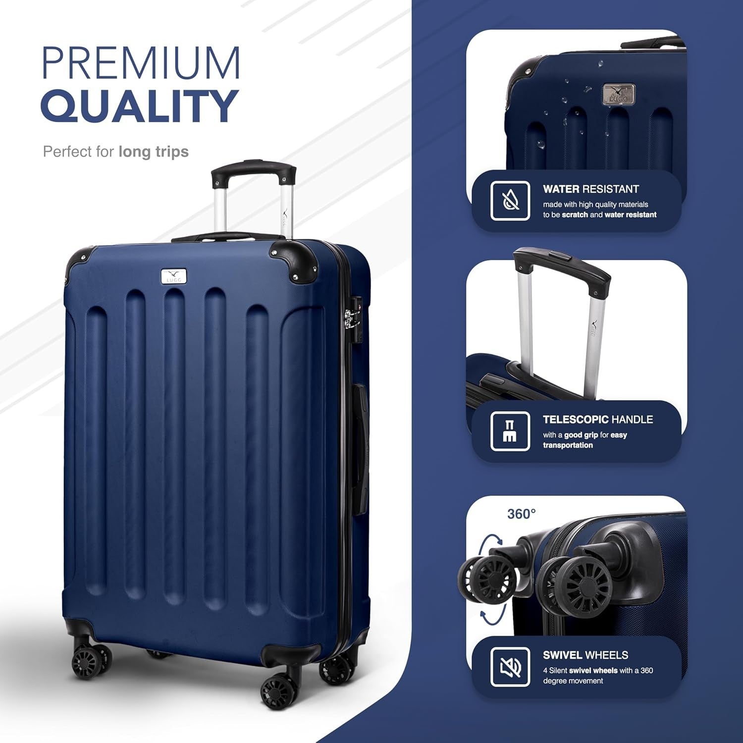 Extra Spacious 28” Checked Travel Case ABS Hard Shell 4 Wheel TSA