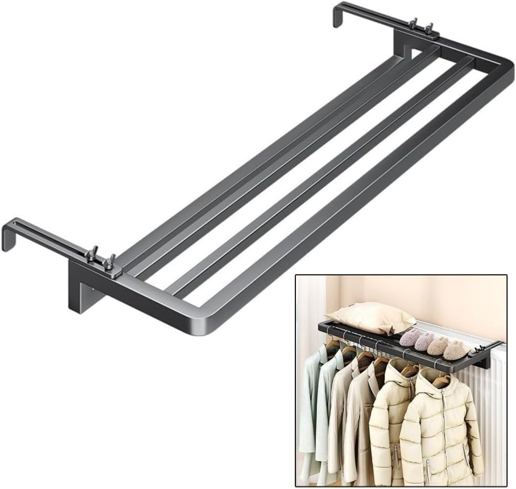 Foldable Heated Clothes Dryer Rack Towel Rail Carbon Steel Indoor Outdoor