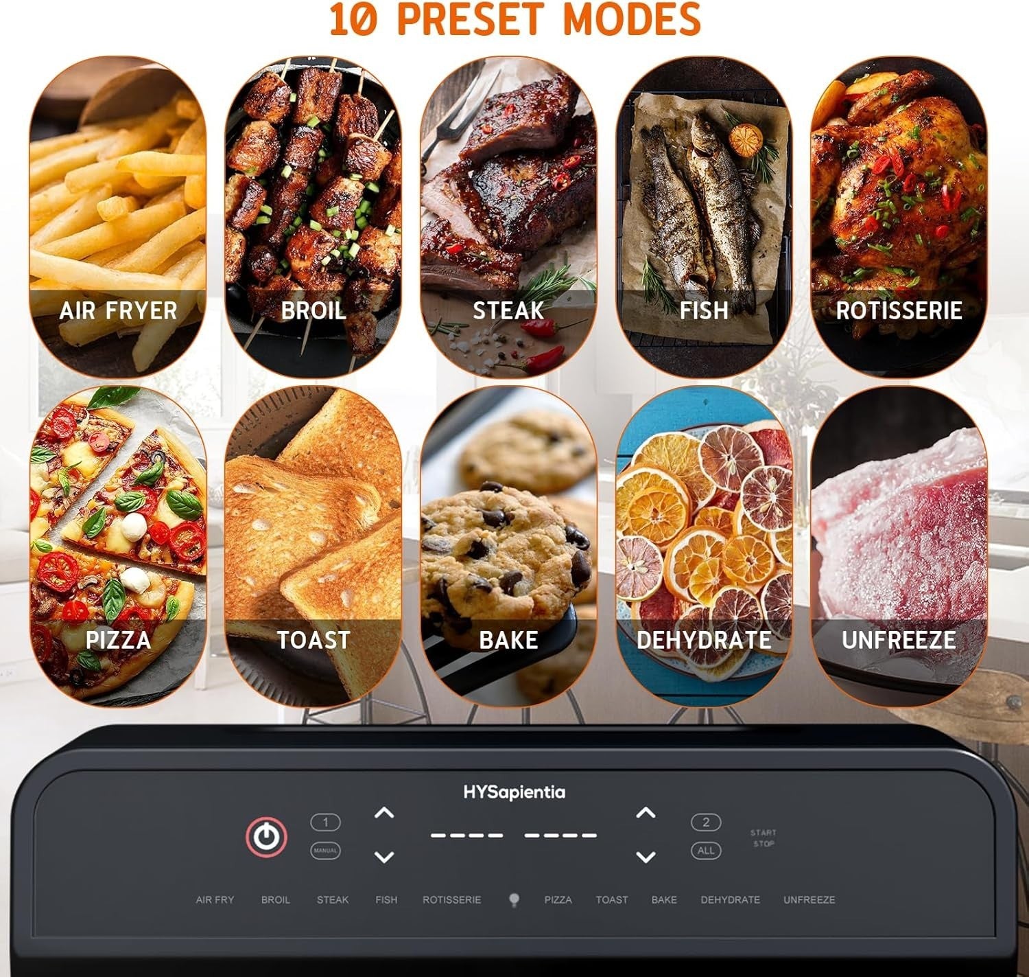 22L Dual Zone Air Fryer Oven 2400W Rotisserie 10in1 + Accessories