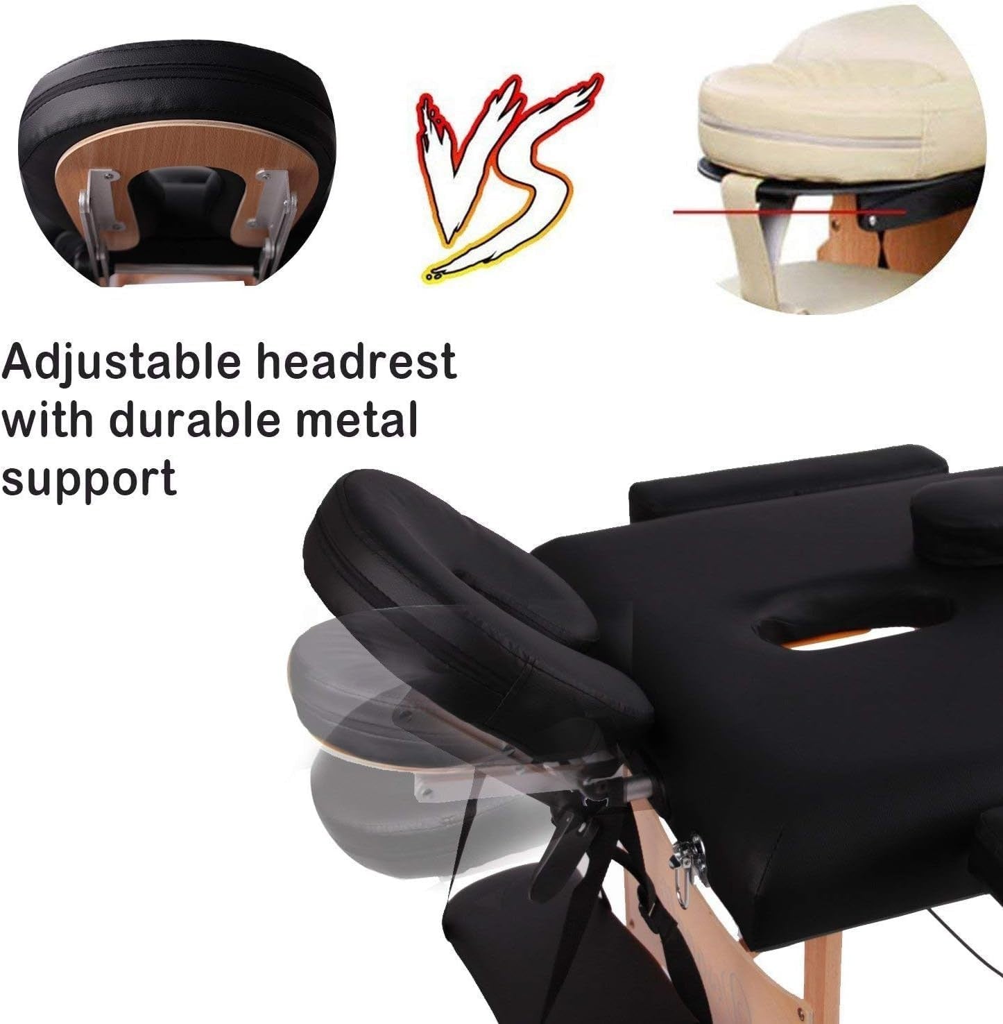 Portable 3 Section Massage Table Foldable Beauty Therapy Bed Adjustable 60cm