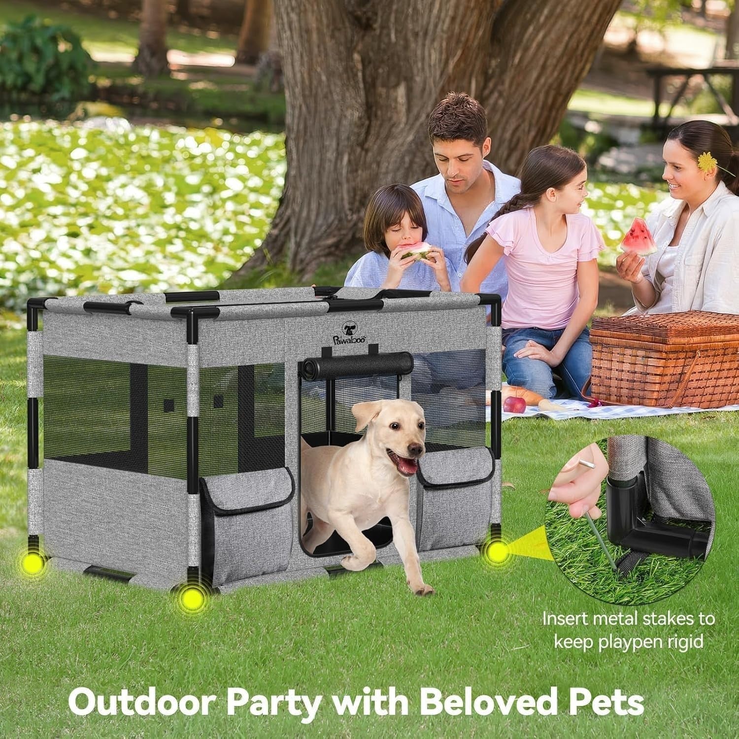 Extra Large Portable Dog Playpen 91x61x61cm Waterproof Breathable Mesh
