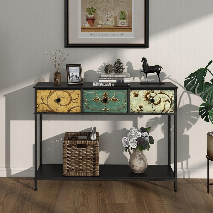 Slim Console Table with Drawers & Shelf – Entryway Storage for Hallway