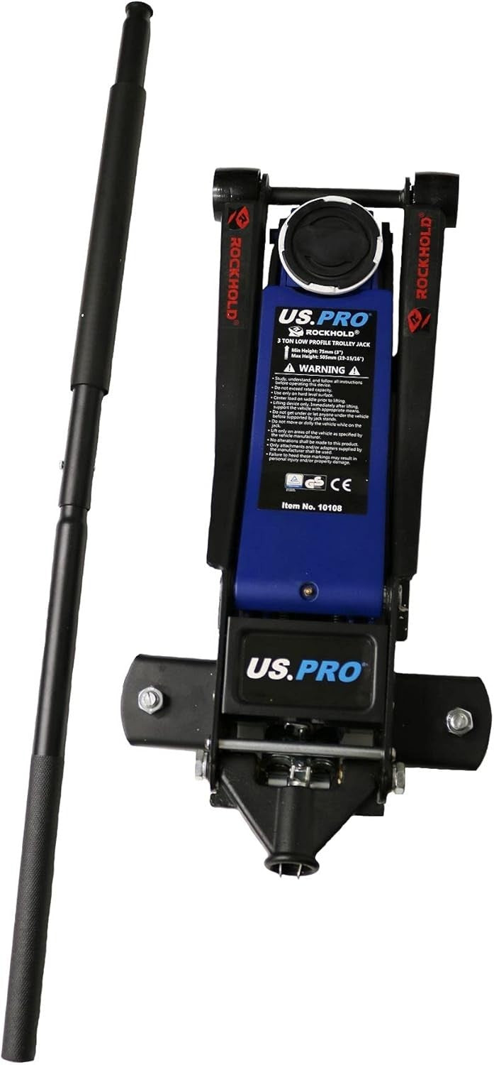 3 Ton Low Profile Trolley Jack Twin Piston Quick Lift 75–500mm Heavy Duty