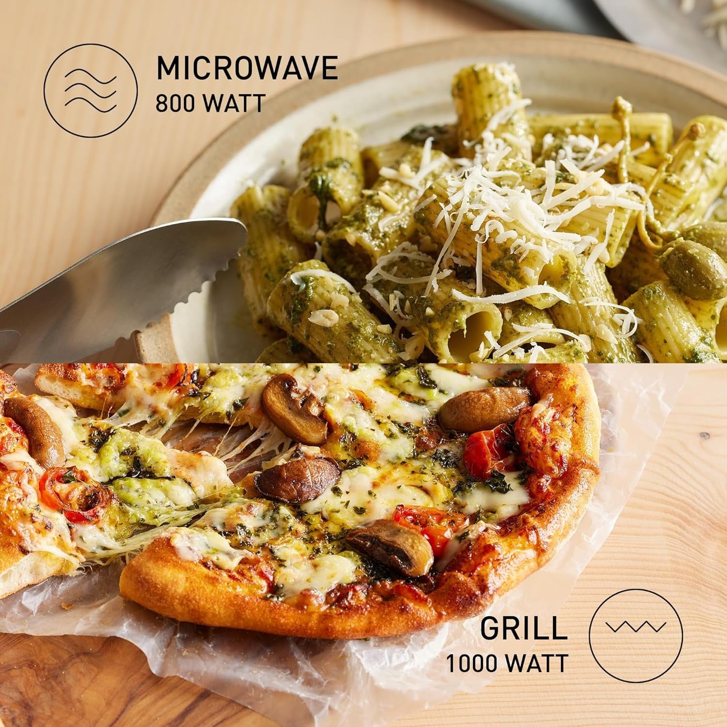 20L Grill Microwave 800W 1000W 9 Auto Programmes Silver LED