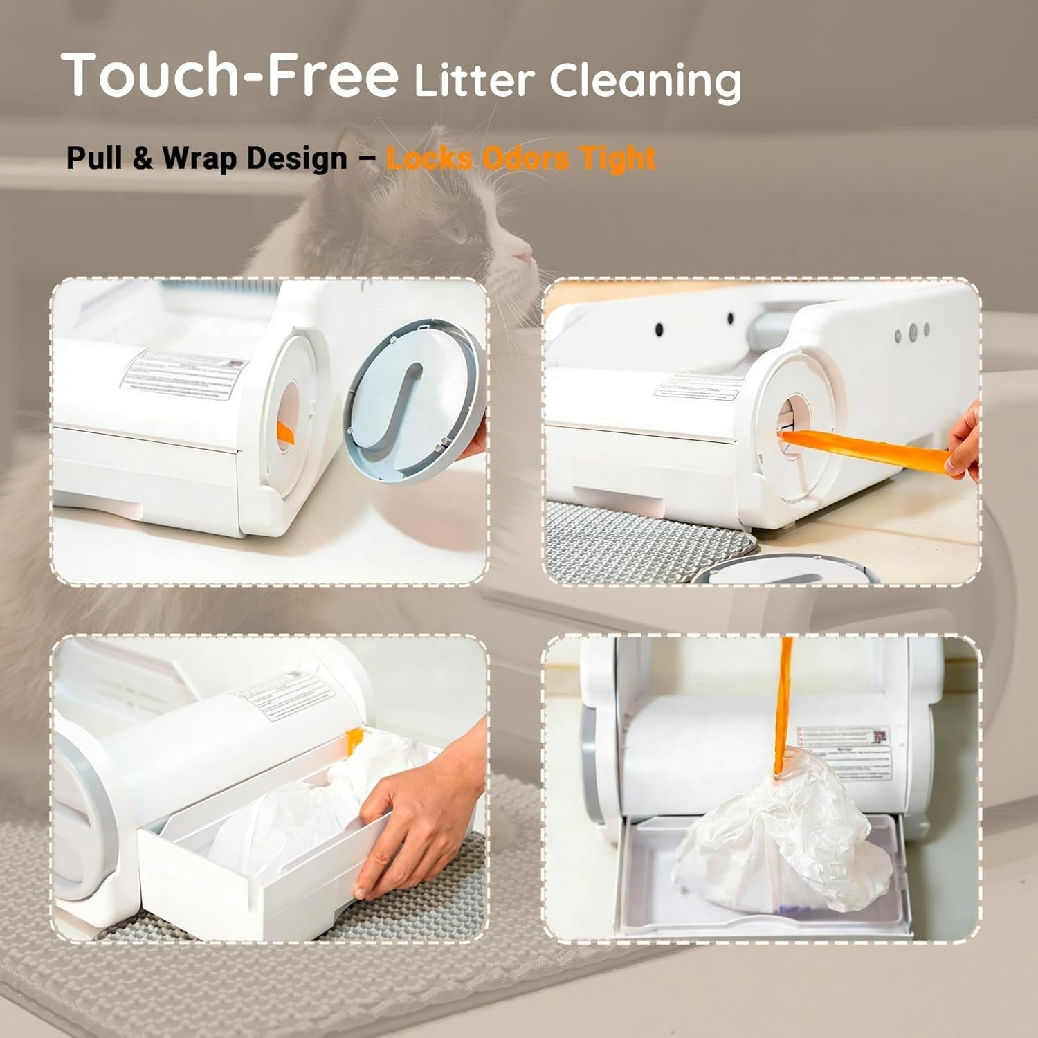 XL Self Cleaning Cat Litter Box App Control Open Top Multi Cat Tray