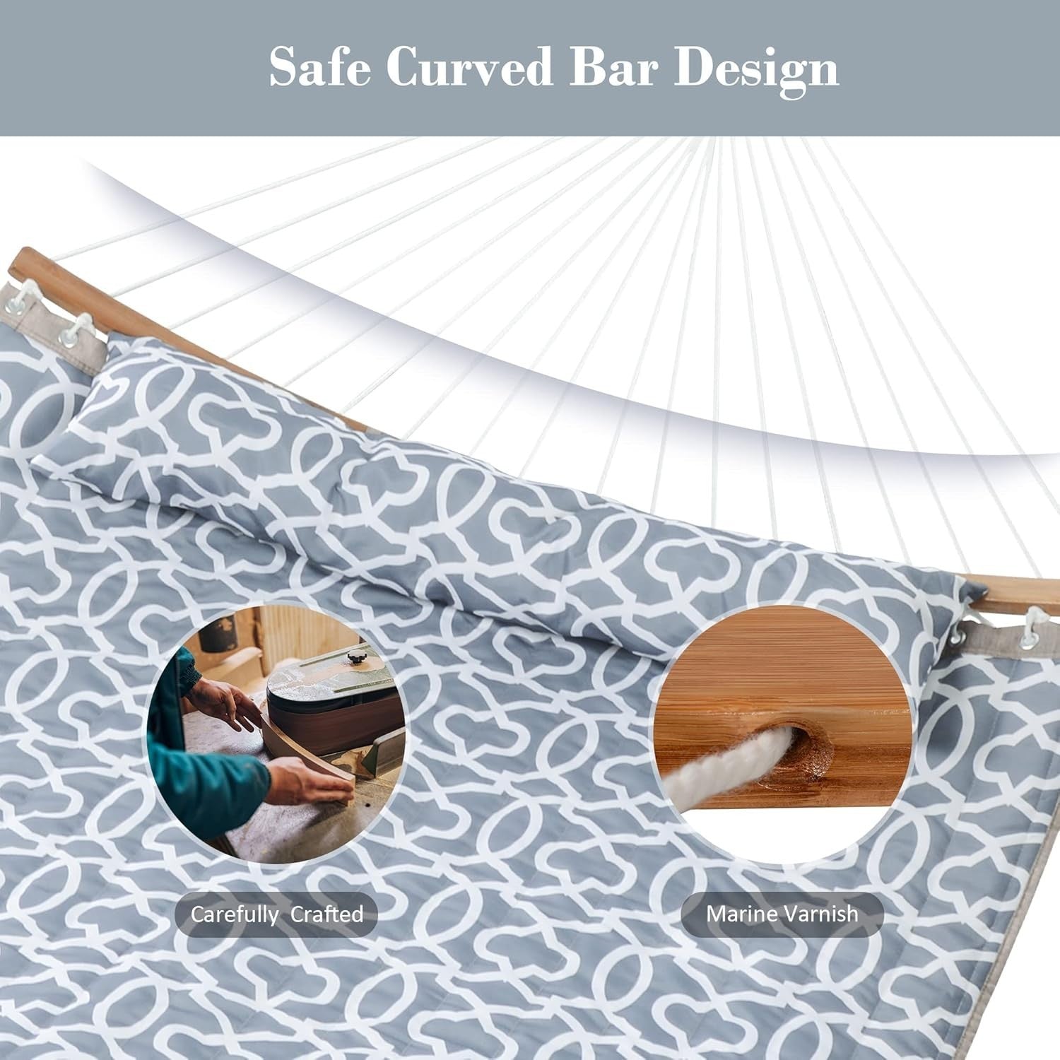 Luxury Double Quilted Hammock for Trees – 450lbs Capacity, Portable w/ Bag