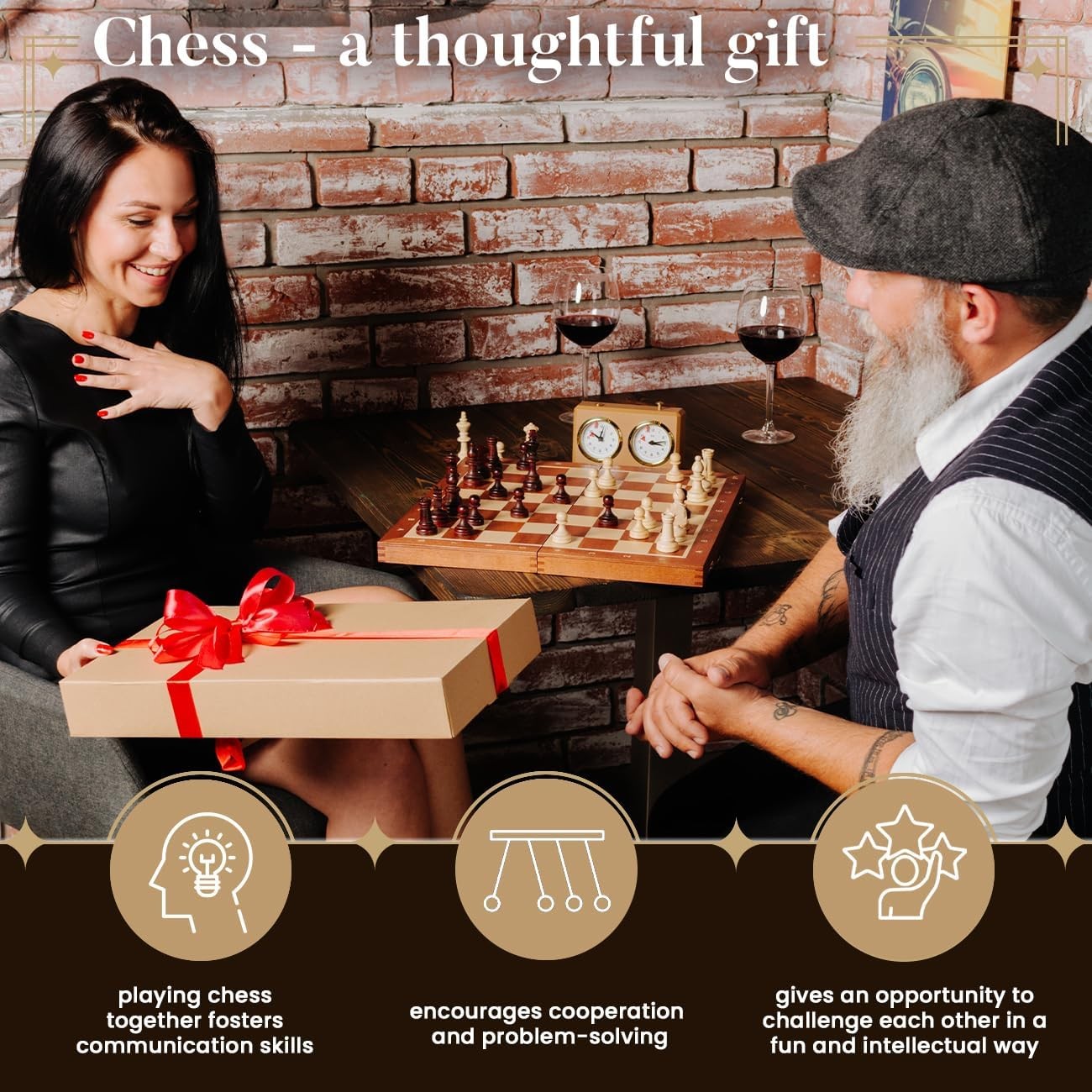Tournament Wooden Chess Set 42cm Inlaid Foldable Board Staunton No.4 Pieces