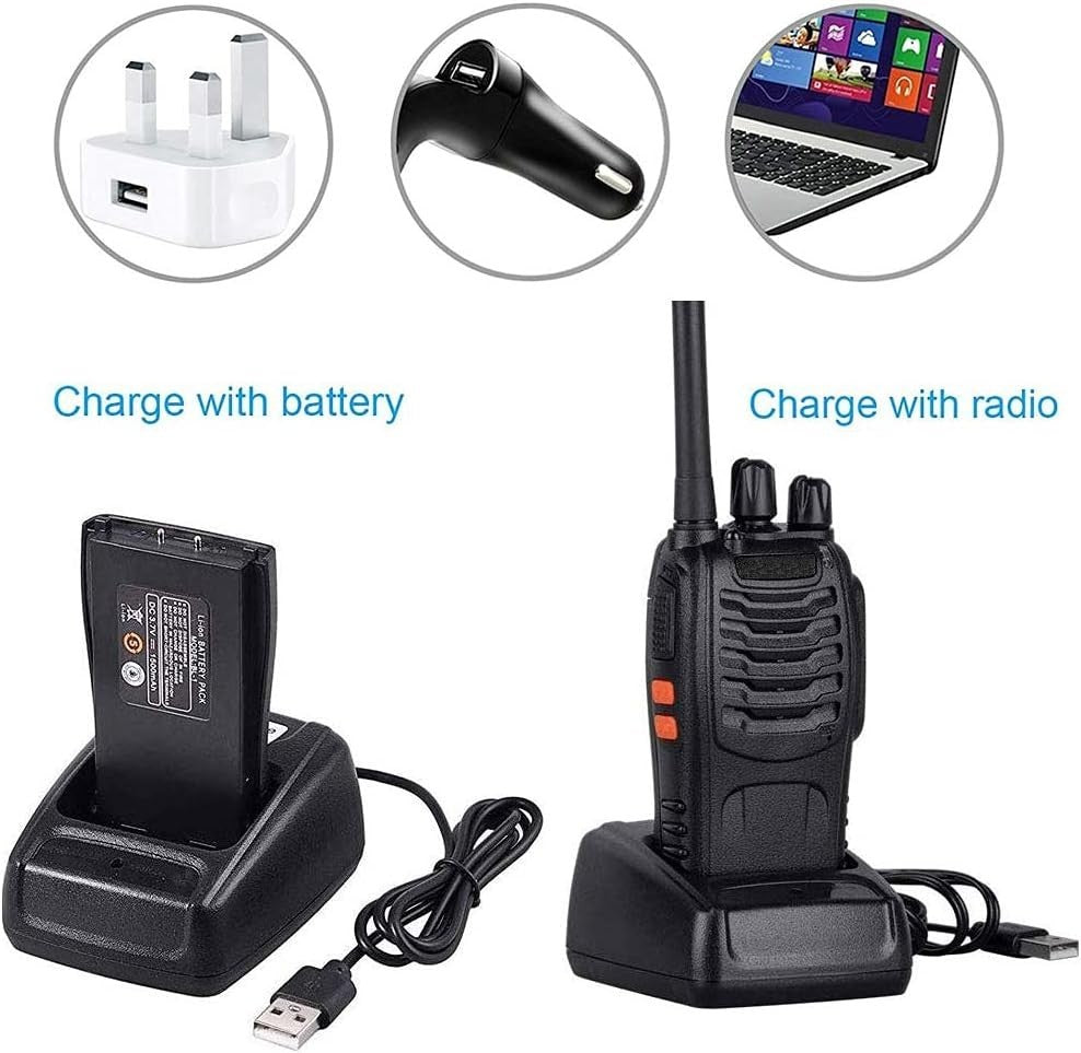 Walkie Talkies 8 Pack Long Range USB Rechargeable 16CH LED Earpieces