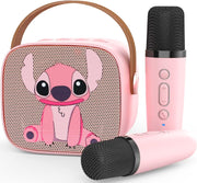 Kids Karaoke Machine Bluetooth Speaker 2 Wireless Mics LED Lights