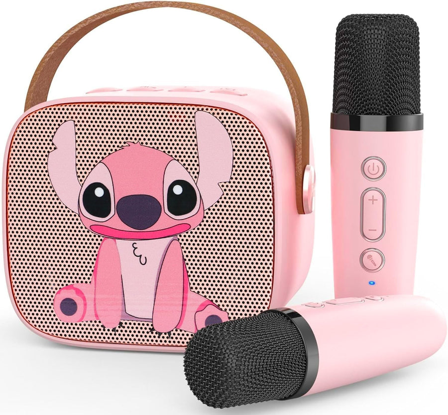 Kids Karaoke Machine Bluetooth Speaker 2 Wireless Mics LED Lights