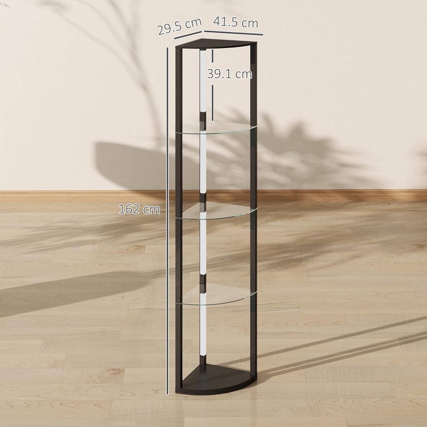 LED Floor Lamp with Shelves Dimmable Corner Standing Light Storage Unit