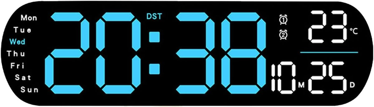 Large LED Digital Alarm Clock Vibrating Flash Alert Heavy Sleepers Blue