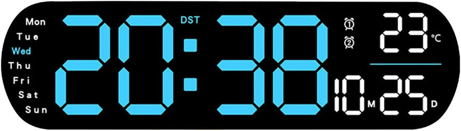 Large LED Digital Alarm Clock Vibrating Flash Alert Heavy Sleepers Blue
