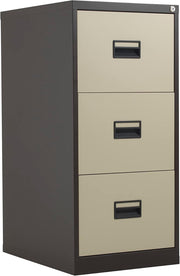 Coffee Cream Steel Filing Cabinet 3 Drawer Lockable Heavy Duty 100cm