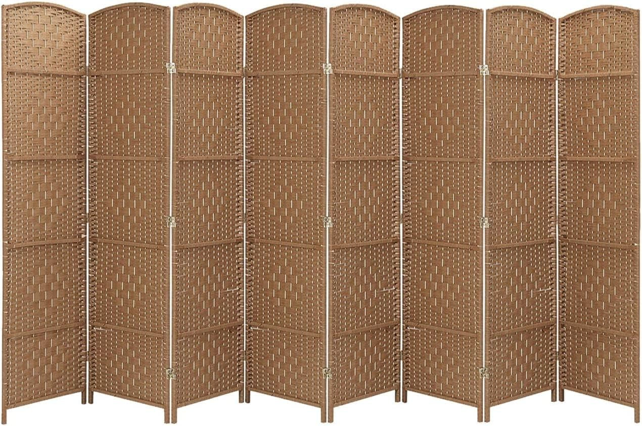 8 Panel Natural Wicker Folding Room Divider Extra Wide Handwoven Screen 180cm
