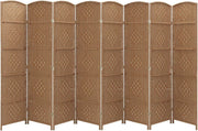 8 Panel Natural Wicker Folding Room Divider Extra Wide Handwoven Screen 180cm