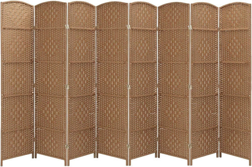 8 Panel Natural Wicker Folding Room Divider Extra Wide Handwoven Screen 180cm