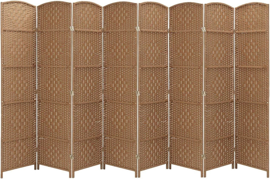 8 Panel Natural Wicker Folding Room Divider Extra Wide Handwoven Screen 180cm