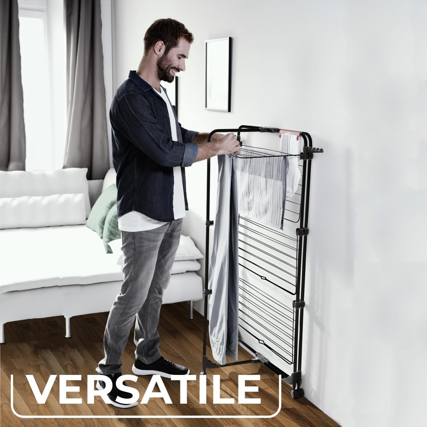 3 Tier Clothes Airer Drying Tower 30m Line Folding Rolling Indoor