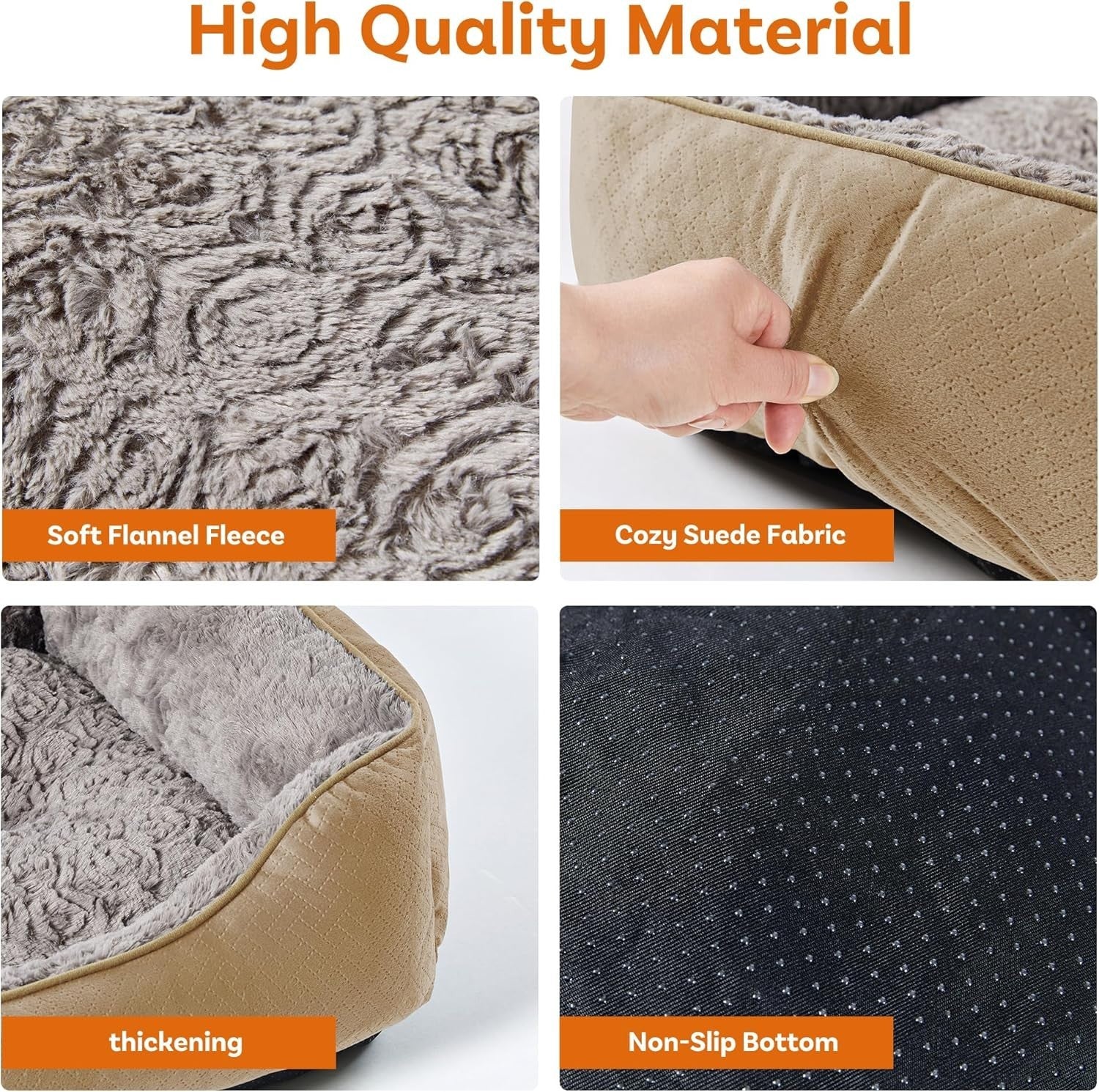 Extra Large Dog Bed Soft Washable Anti Slip Rectangle Brown