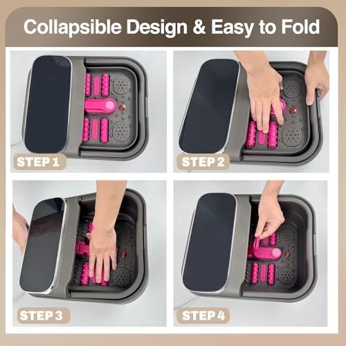Collapsible Heated Foot Spa Bath with Digital Display Bubbles Rollers