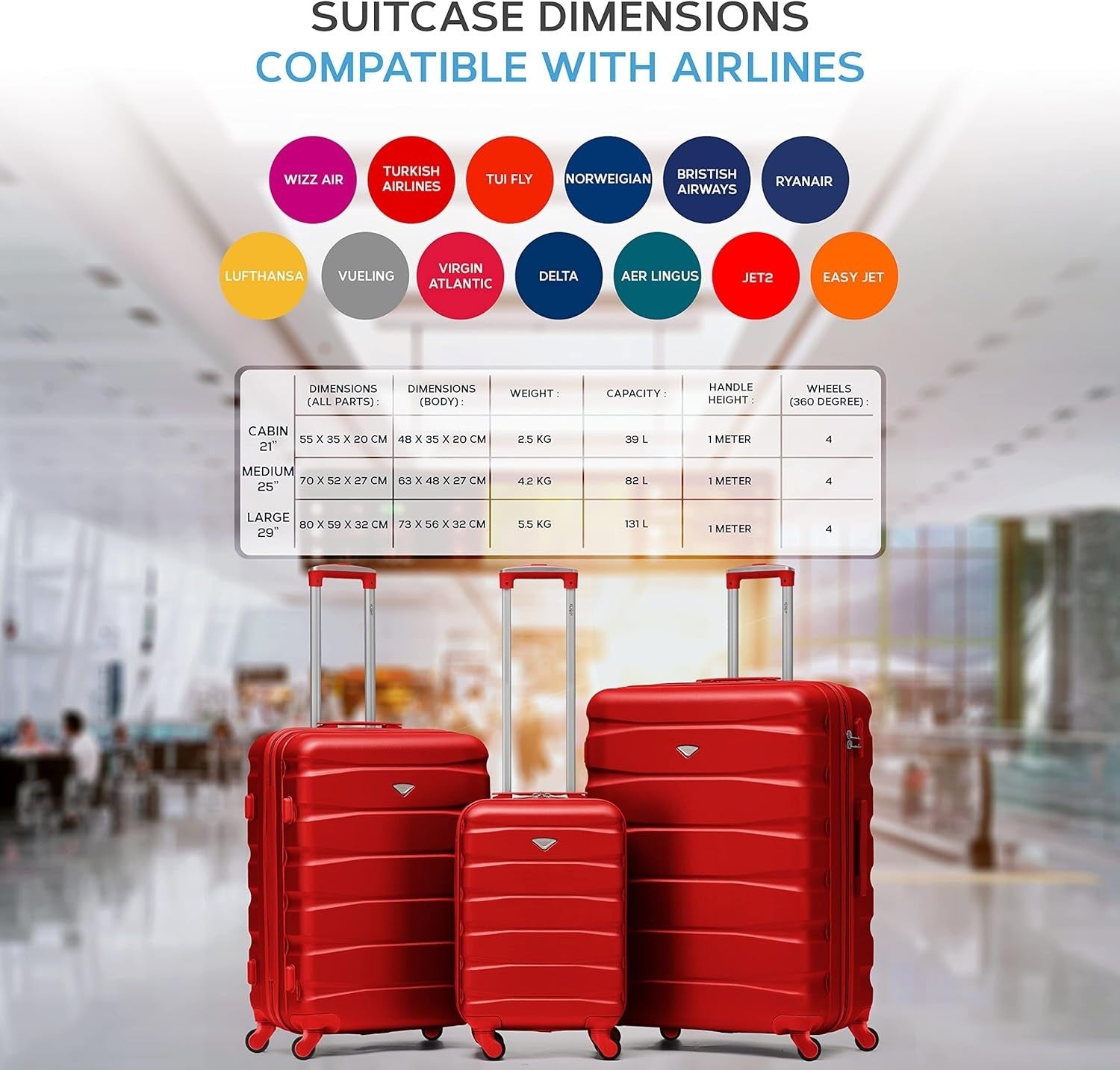25” Medium ABS Check-In Suitcase Lightweight 4 Wheel Spinner Lock