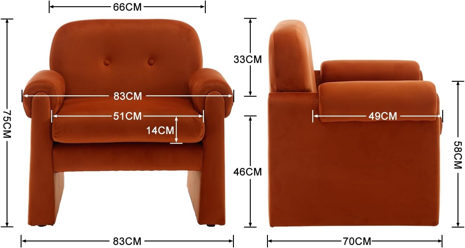Chenille Armchair Tub Sofa Chair Comfy Lounge Seat for Living Room Home