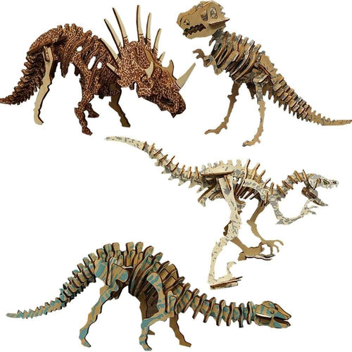 3D Dinosaur Wooden Puzzle Kit – Educational, DIY Craft, Fun Kids Toy