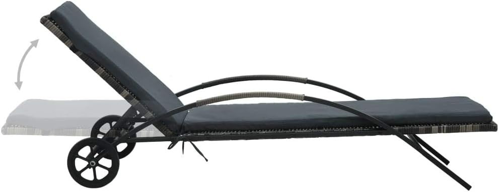 Weatherproof Rattan Sun Lounger with Adjustable Backrest & Cushioned Seat