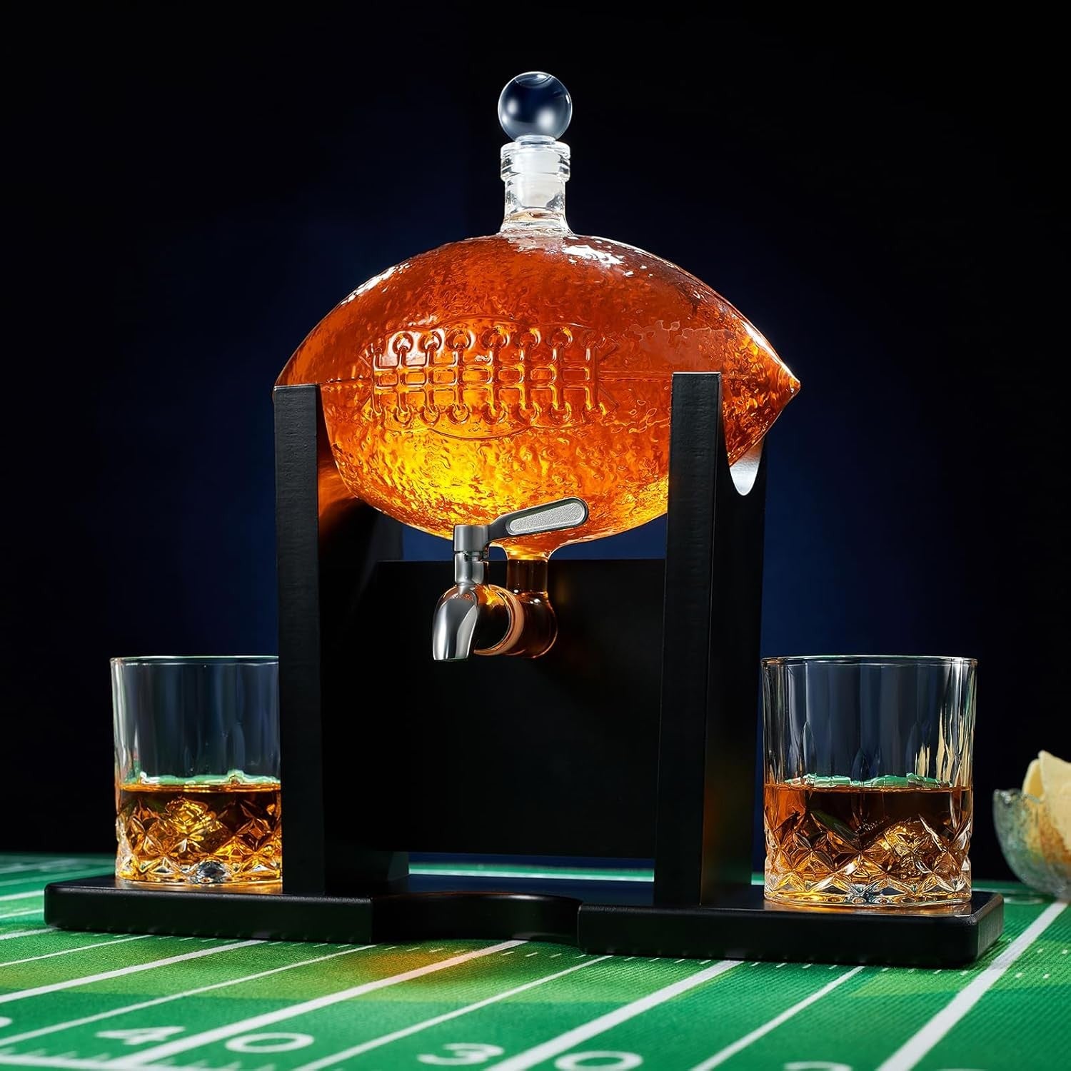 Football Whiskey Decanter Set 1400ml with Stand & 2 Glasses – Sport Lover Gift