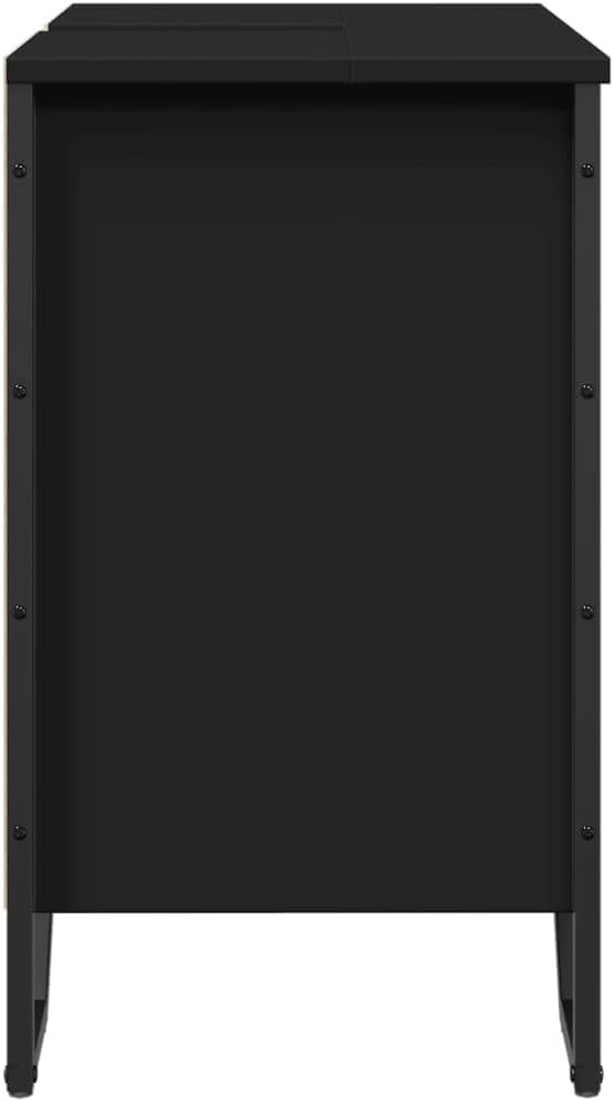 Modern Black Bathroom Vanity Unit – 2 Door Under Sink Storage Cabinet 60x60cm