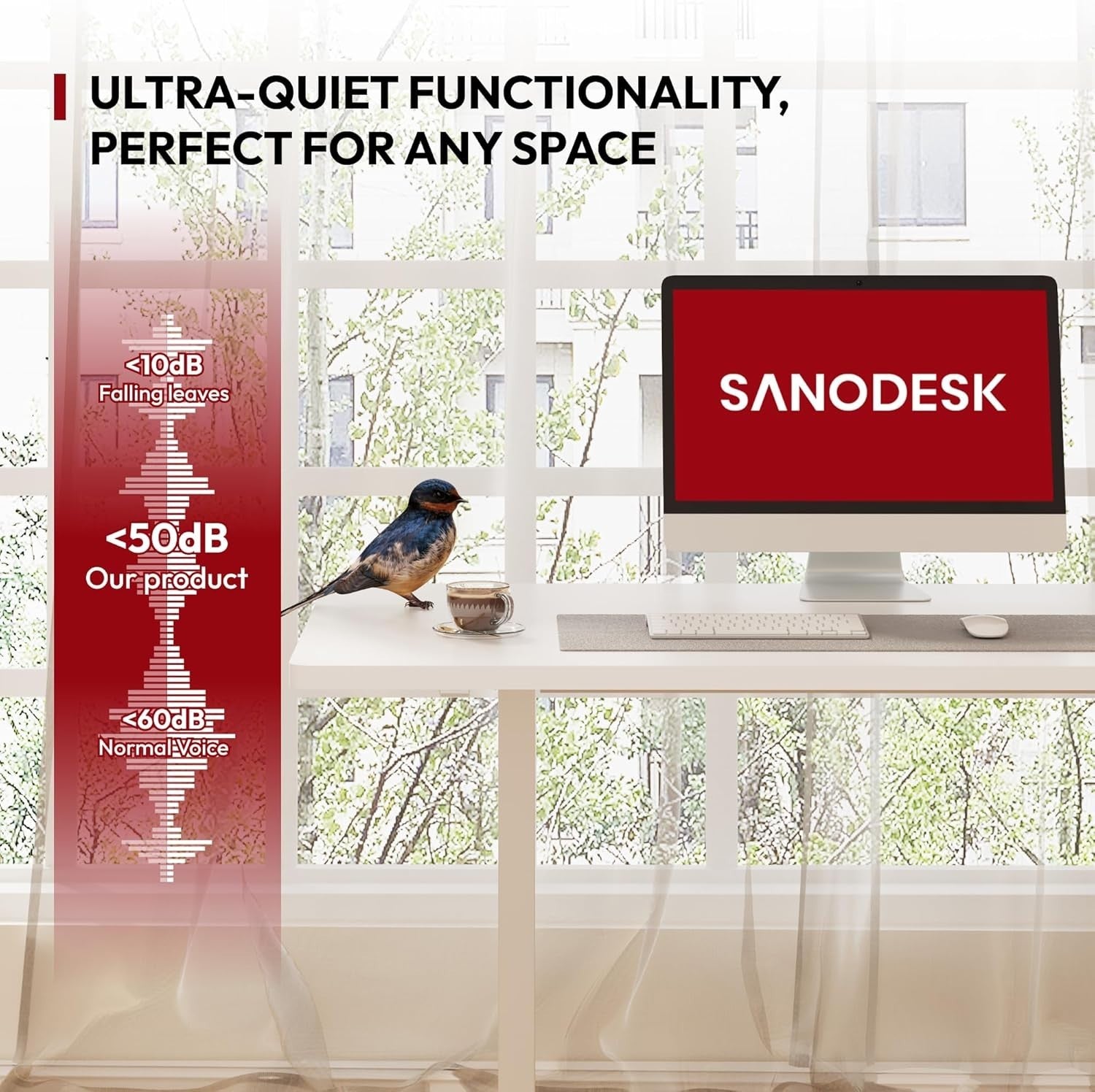 Electric Standing Desk 120x60cm Height Adjustable Table with Memory Control