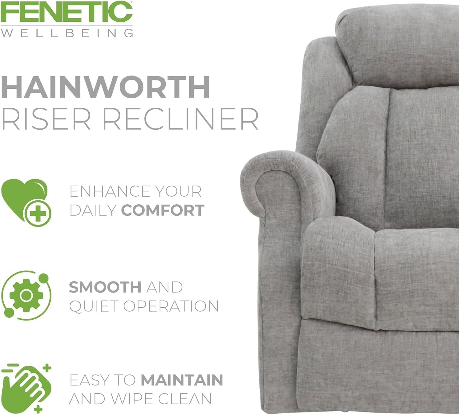 Dual Motor Lift Recliner Chair Heat Massage Fabric Riser Mobility Support Grey