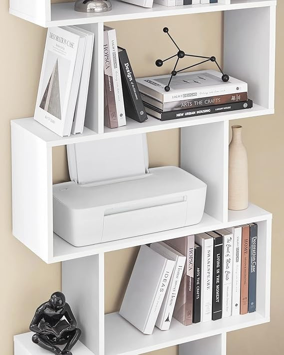 6 Tier White Bookcase Room Divider Modern Cube Shelf 24×70×191cm Freestanding