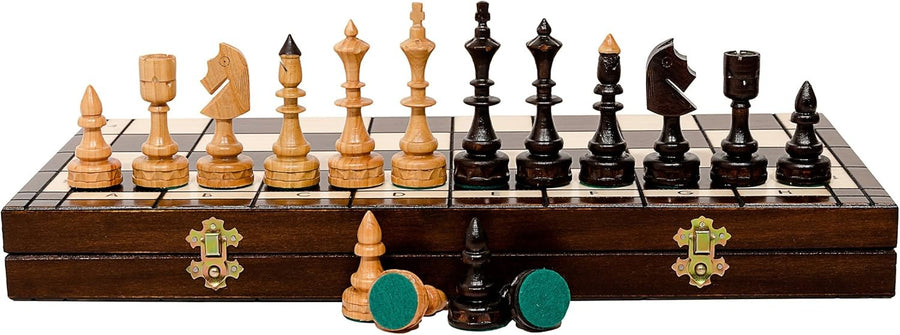 48cm Luxury Wooden Chess Set – Handcrafted Burned Board & Clear Readable Pieces