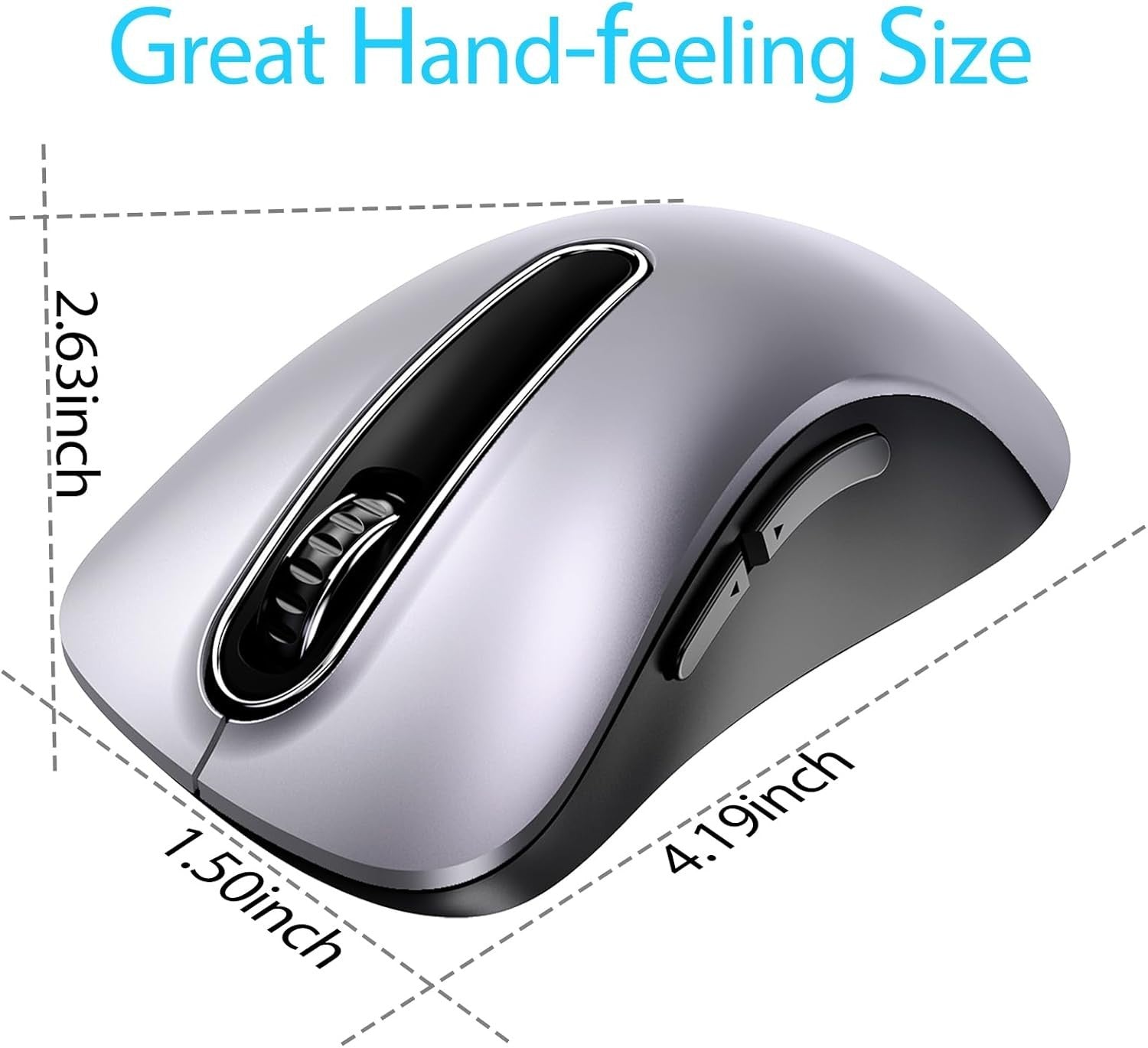 Slim Grey Wireless Mouse 1400 DPI USB 2.4G Ergonomic 5 Button