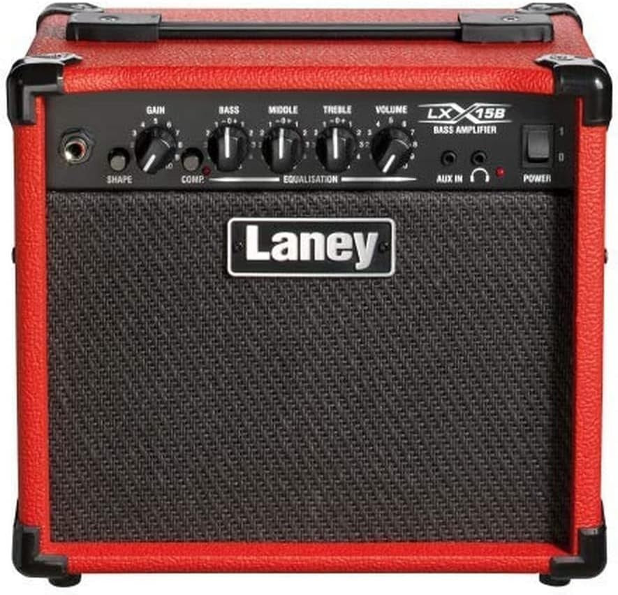 LX15B 15W Bass Guitar Amp Portable Combo with Headphone & AUX - Red