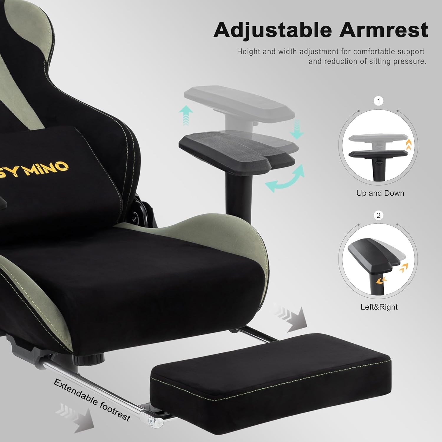 Ergonomic Gaming Chair with Footrest & Lumbar Support – Adjustable Computer Seat