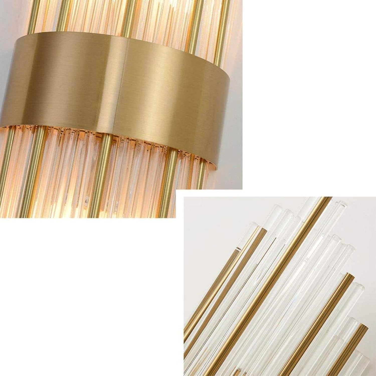 Crystal Wall Sconce Light Modern Gold Art Deco Fixture Lamp Pair E14