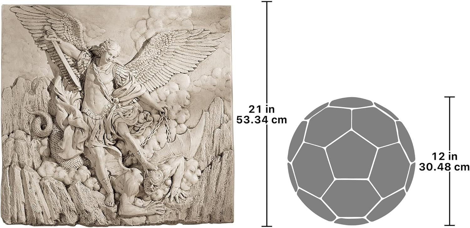 St Michael Archangel Wall Sculpture Stone Effect 56cm