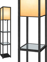Floor Lamp with Shelves LED Adjustable Colour Standing Storage Light Black