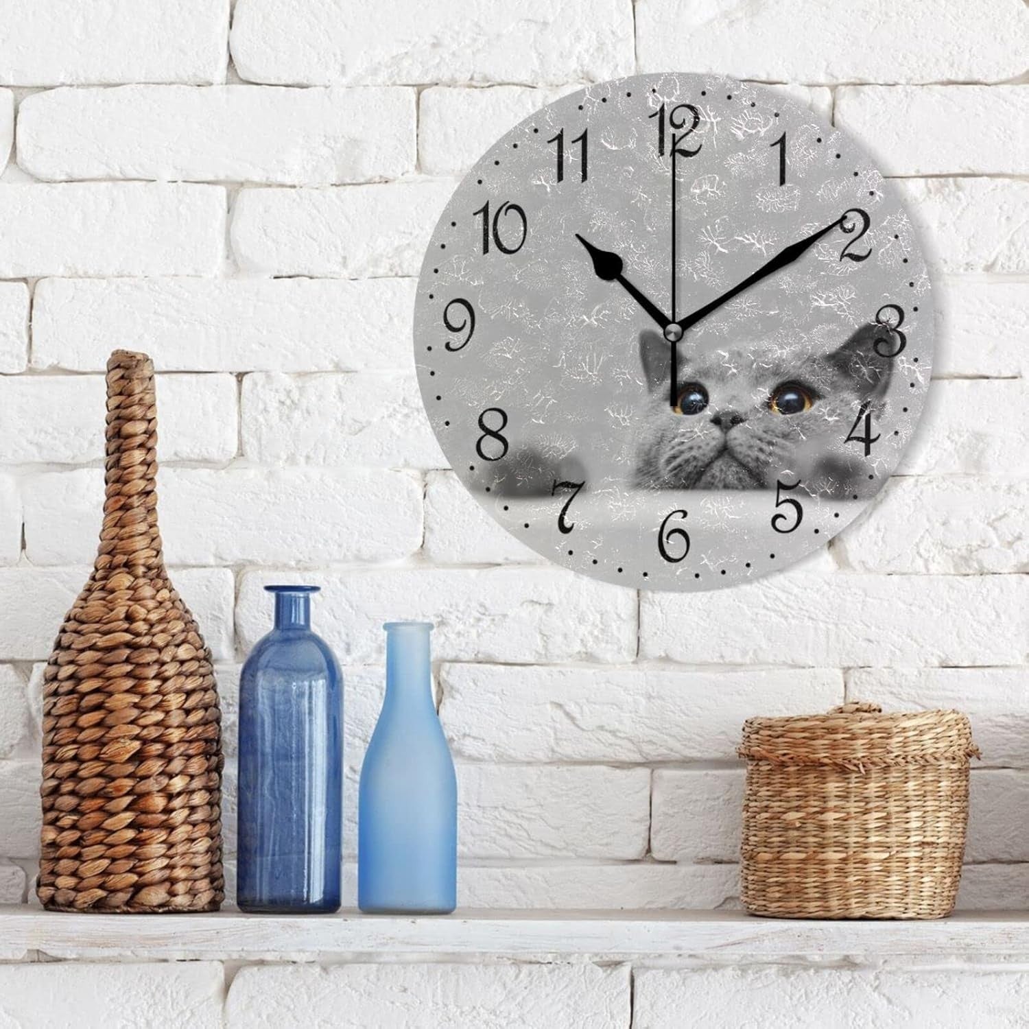 25cm Cat Wall Clock – Silent Non-Ticking British Shorthair Cute Home Decor