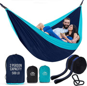 XL Double Camping Hammock | 120"x78" 500lb Nylon, Travel & Outdoor Ready