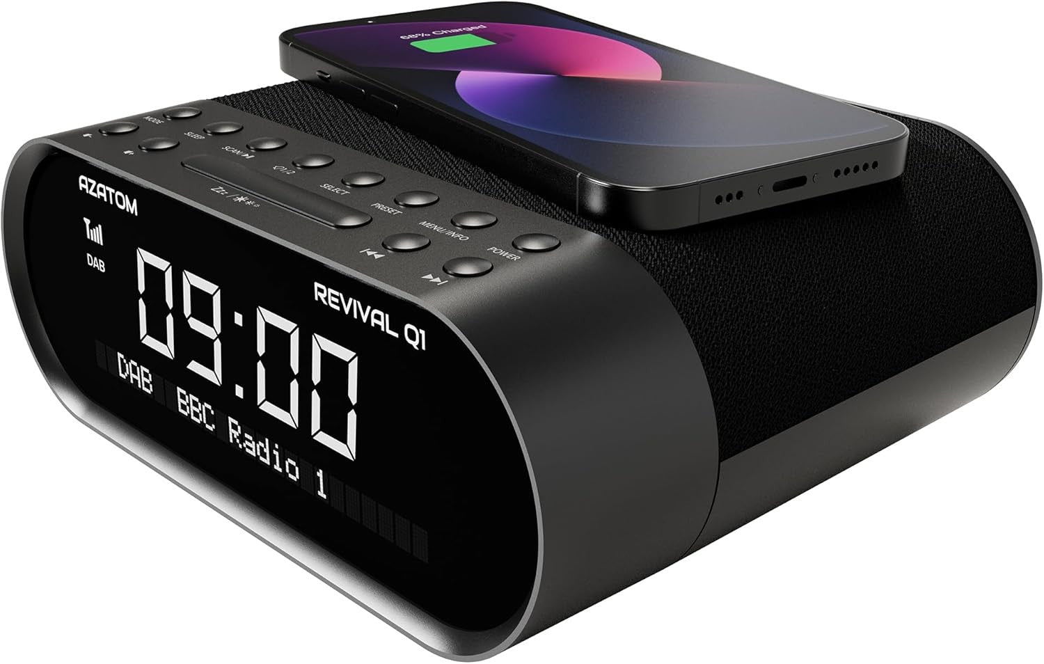 DAB DAB+ FM Bedside Digital Radio Alarm Clock Bluetooth Wireless Charging