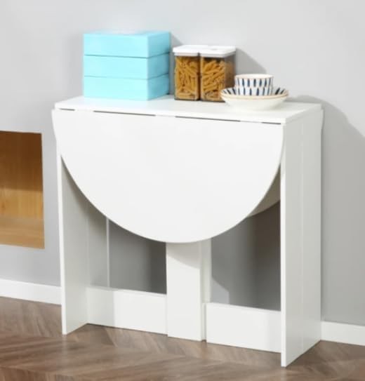 Space-Saving Drop Leaf Dining Table Small Oval Folding Compact Modern